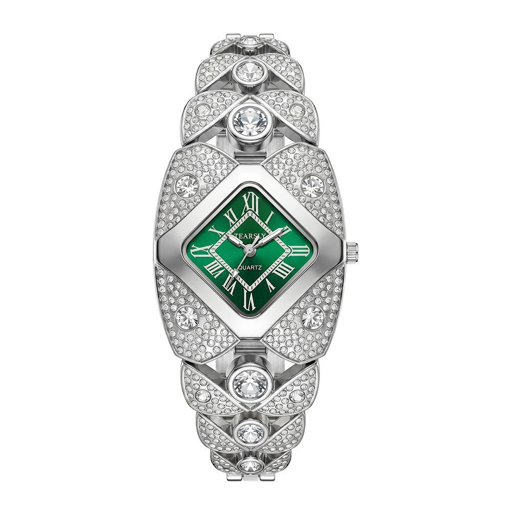 đ Rhombus Sparkle-klocka â Geometrisk kvarts-klocka med strass