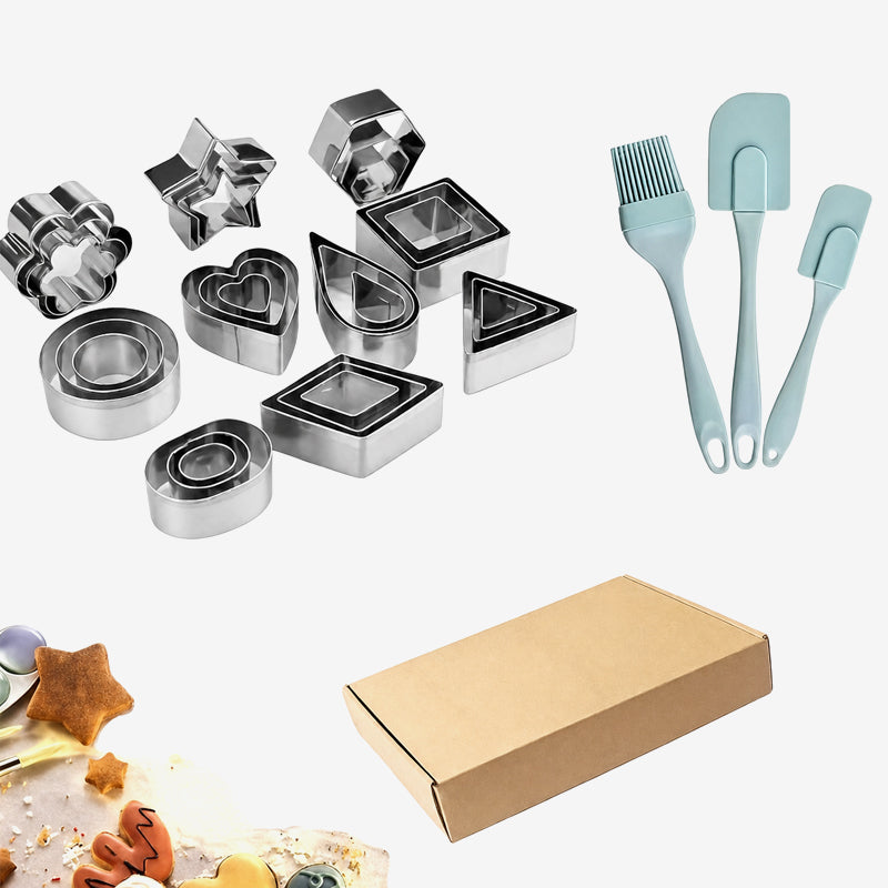🍪⭐ Set med minikakformar — över 8 geometriska former med förvaringslåda