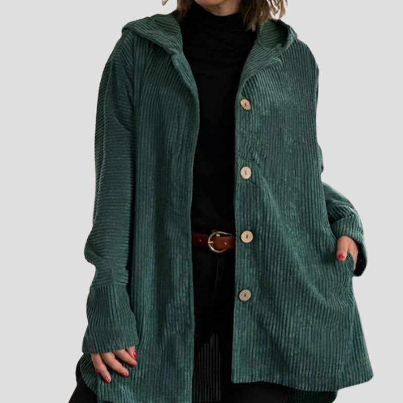 🍂 Casual jacka i sammet med huva för höste 🧥