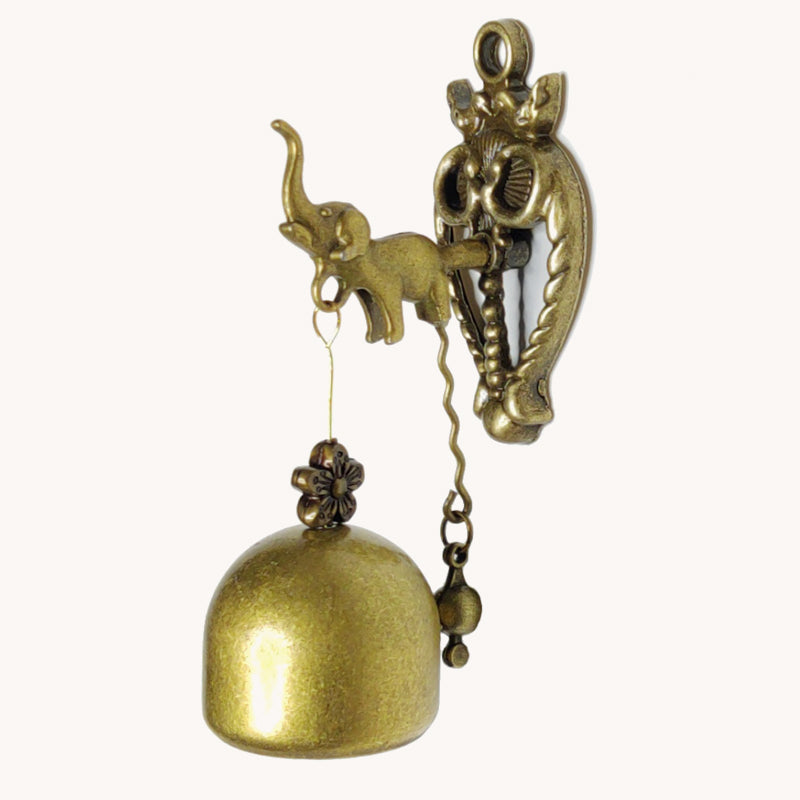 🔔Dörrklocka och vindspel i vintagestil – väggdekoration i antik mässing med uggla och elefant