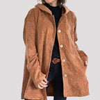 🍂 Casual jacka i sammet med huva för höste 🧥