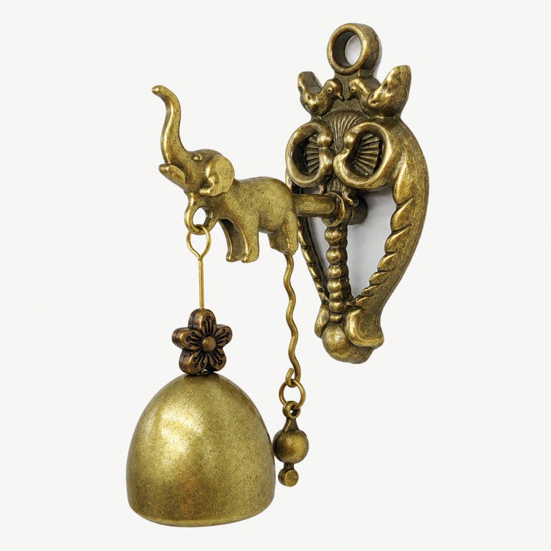 🔔Dörrklocka och vindspel i vintagestil – väggdekoration i antik mässing med uggla och elefant