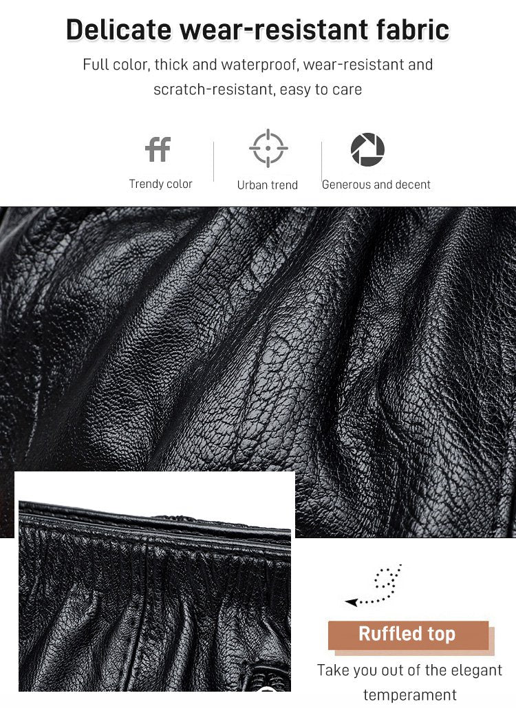 ⏳Tidsbegränsat erbjudande⏰ Plisserad läderväska – Mjukt material, justerbar axelrem och chic casual stil ✨