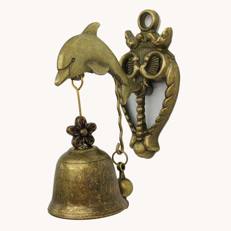 🔔Dörrklocka och vindspel i vintagestil – väggdekoration i antik mässing med uggla och elefant