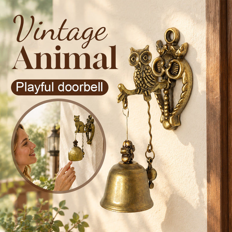 🔔Dörrklocka och vindspel i vintagestil – väggdekoration i antik mässing med uggla och elefant