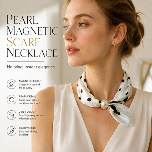 🧣 Halsband med magnetlås och mönstrad scarf: Elegant 2-i-1-scarf med tryck! ✨