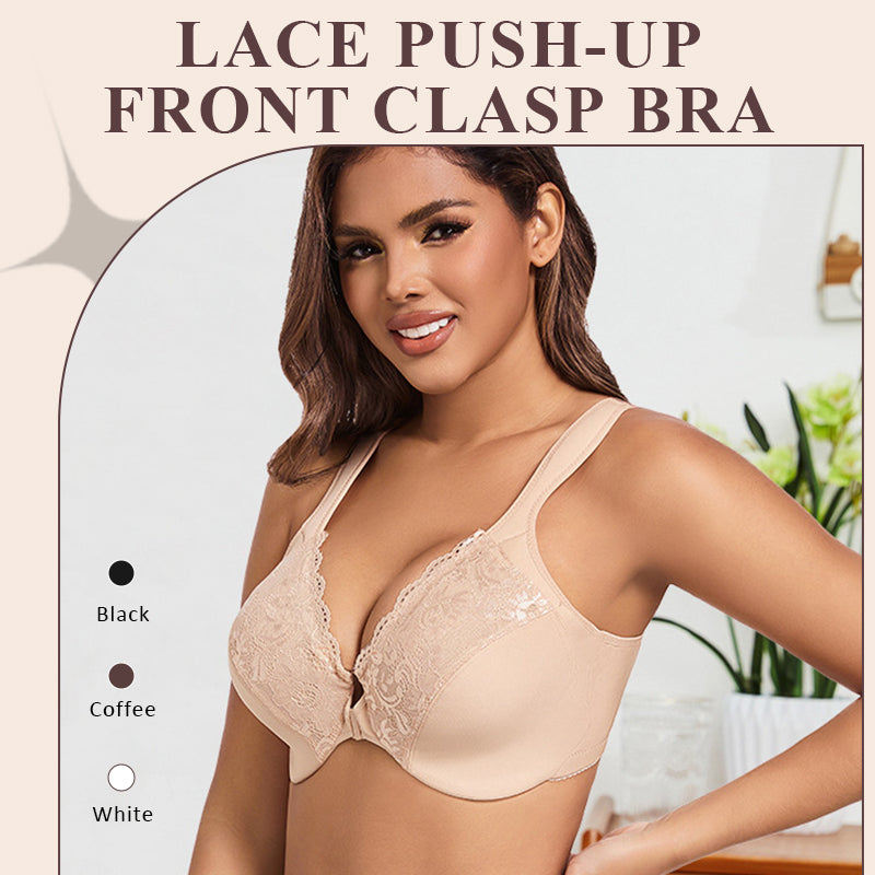 🎀Försäljning inför jul: 47 % rabatt💕Spets Push-Up Främre Spänne BH