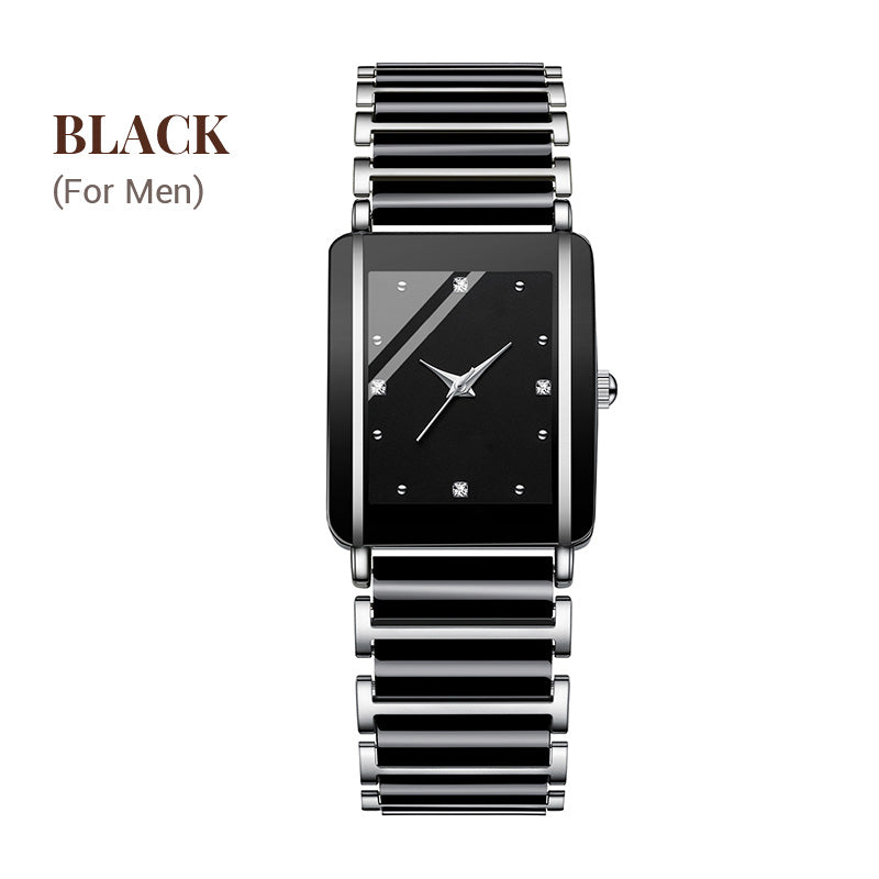 ⌚ Elegant klocka med keramiskt armband — vattentät till 3 ATM, kvarts, inklusive presentförpackning