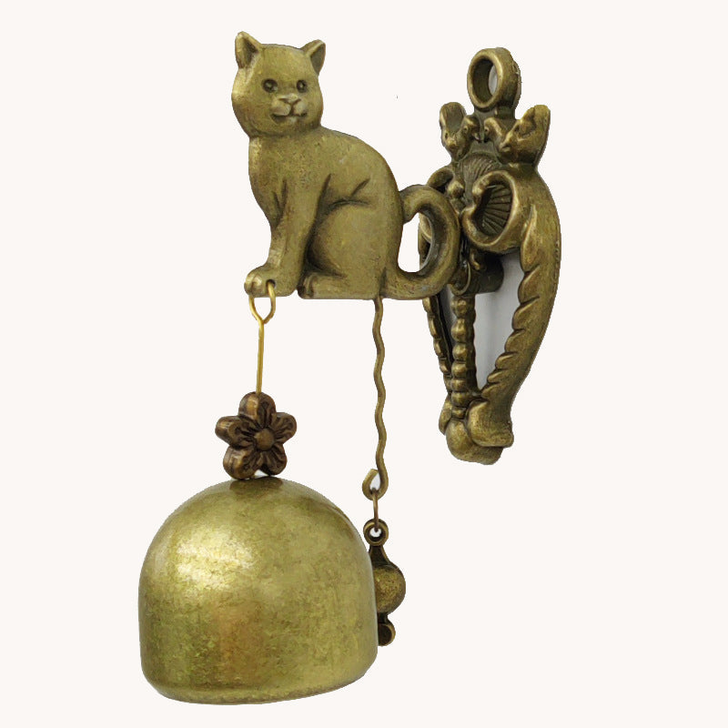 🔔Dörrklocka och vindspel i vintagestil – väggdekoration i antik mässing med uggla och elefant