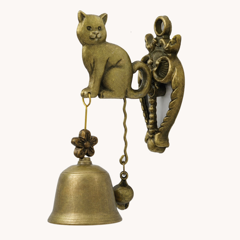 🔔Dörrklocka och vindspel i vintagestil – väggdekoration i antik mässing med uggla och elefant