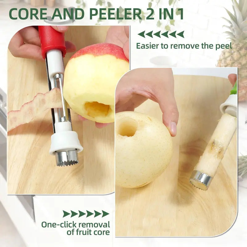 🍎 2-i-1-verktyg i rostfritt stål för att ta bort kärnhuset ur äpplen: Ta bort kärnhuset med ett enda handgrepp! ✨