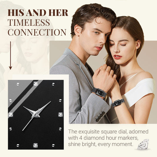 ⌚ Elegant klocka med keramiskt armband — vattentät till 3 ATM, kvarts, inklusive presentförpackning