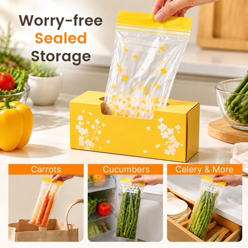 🥬Pull-Out Sealable Food Storage Bags — Neat Fridge Organization, One Bag at a Time