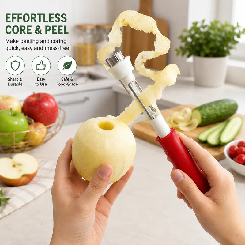 🍎 2-i-1-verktyg i rostfritt stål för att ta bort kärnhuset ur äpplen: Ta bort kärnhuset med ett enda handgrepp! ✨