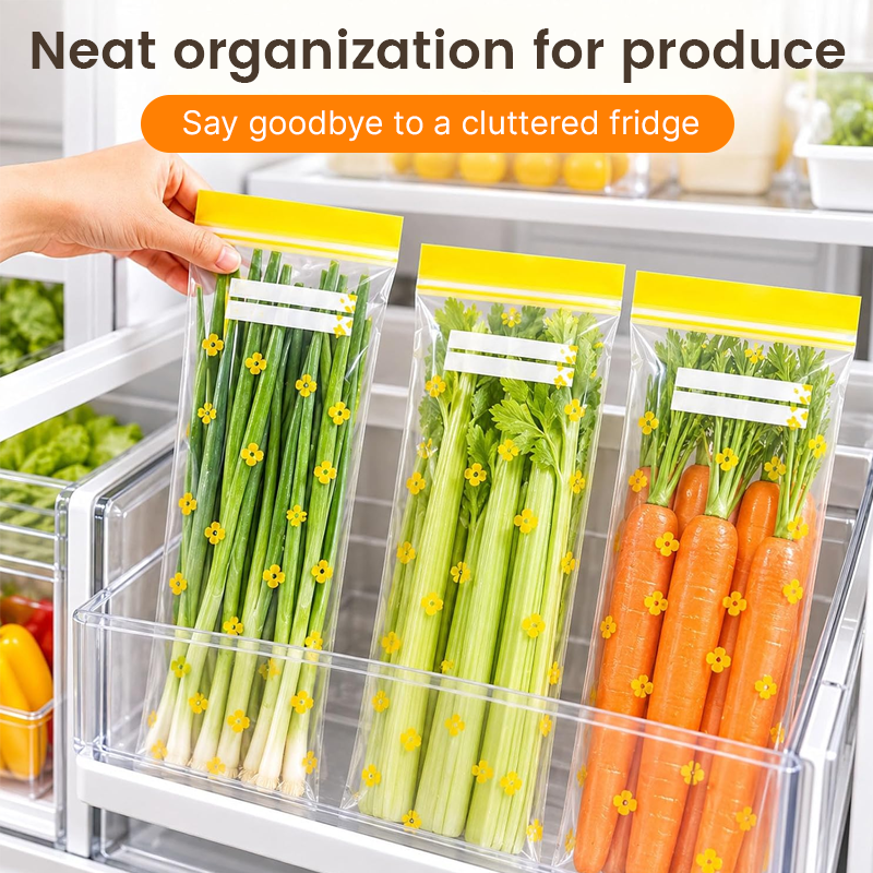 🥬Pull-Out Sealable Food Storage Bags — Neat Fridge Organization, One Bag at a Time
