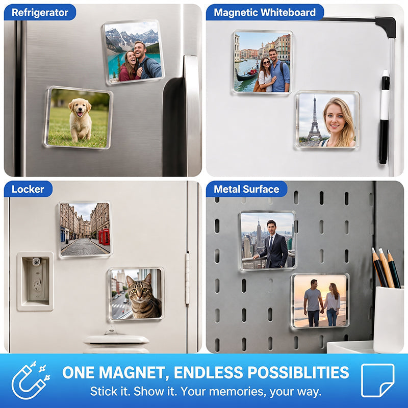 🧲 DIY-kit för kylskåpsmagneter i klar akryl: Skapa egna magneter med foton och konst! ✨