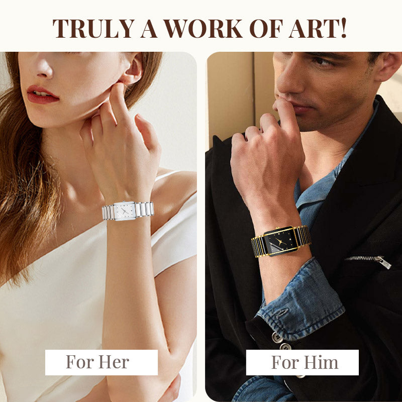 ⌚ Elegant klocka med keramiskt armband — vattentät till 3 ATM, kvarts, inklusive presentförpackning