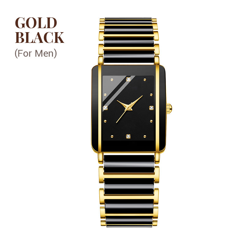 ⌚ Elegant klocka med keramiskt armband — vattentät till 3 ATM, kvarts, inklusive presentförpackning