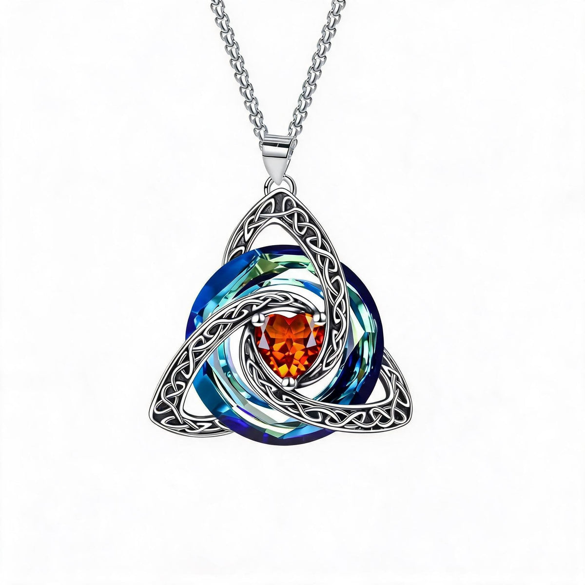 🍀 Halsband med födelsesten och keltisk treenighetsknut 💎