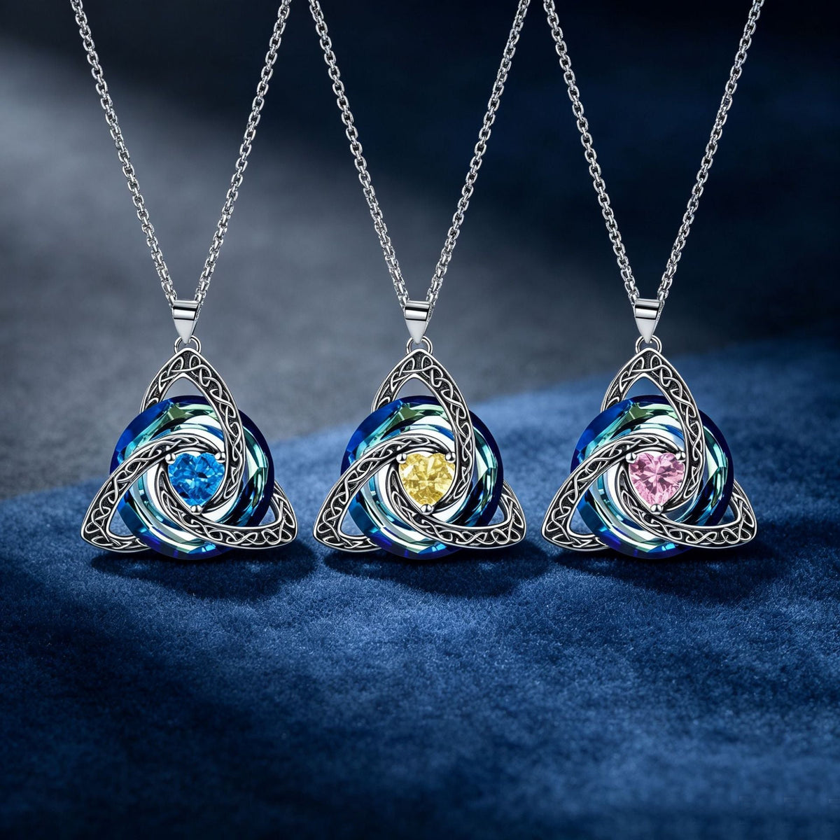 🍀 Halsband med födelsesten och keltisk treenighetsknut 💎