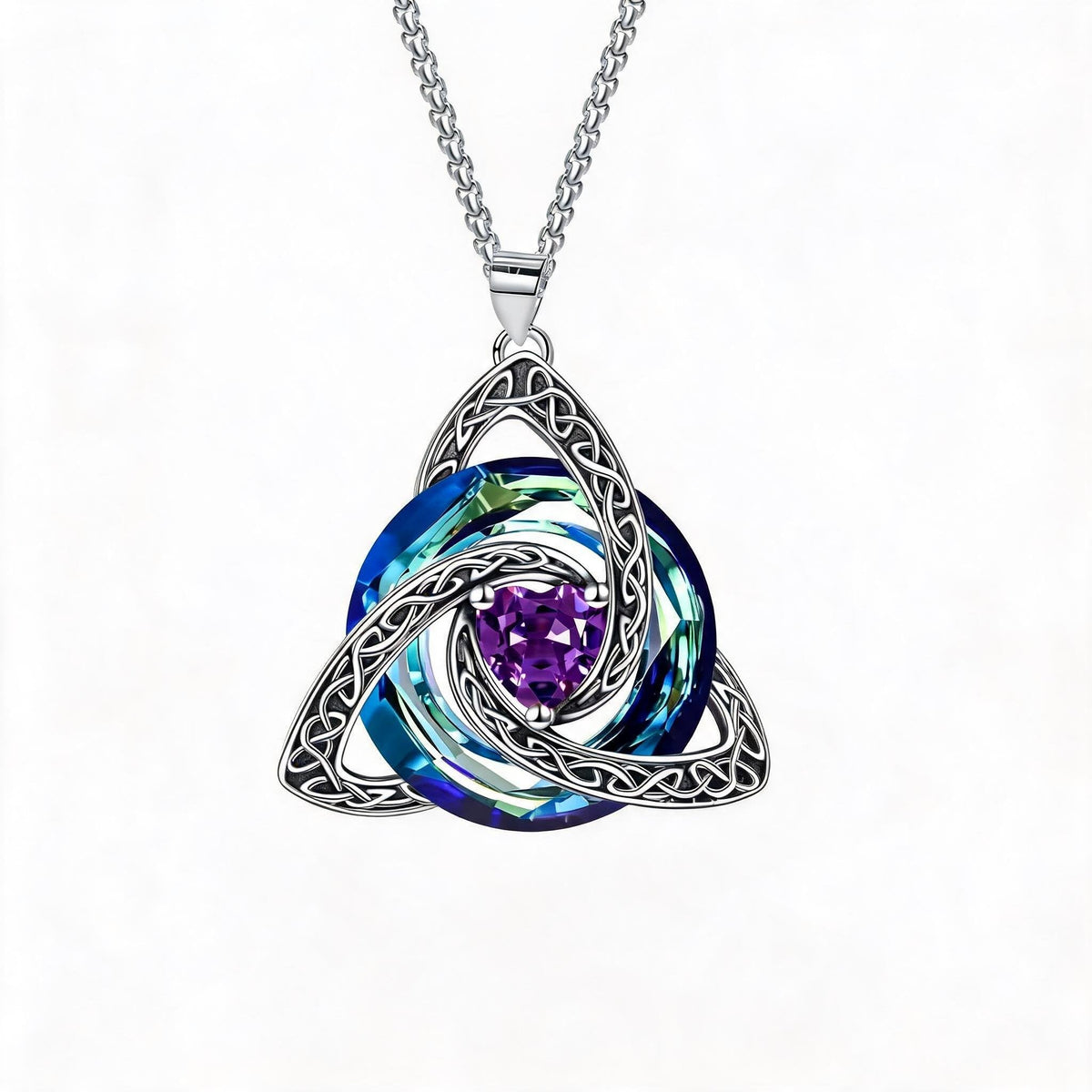 🍀 Halsband med födelsesten och keltisk treenighetsknut 💎