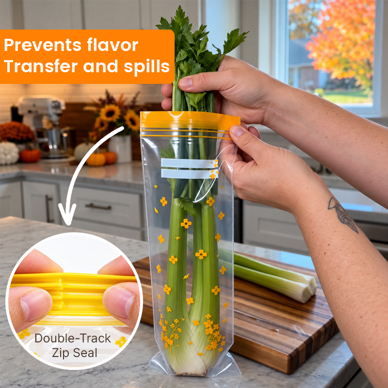 🥬Pull-Out Sealable Food Storage Bags — Neat Fridge Organization, One Bag at a Time