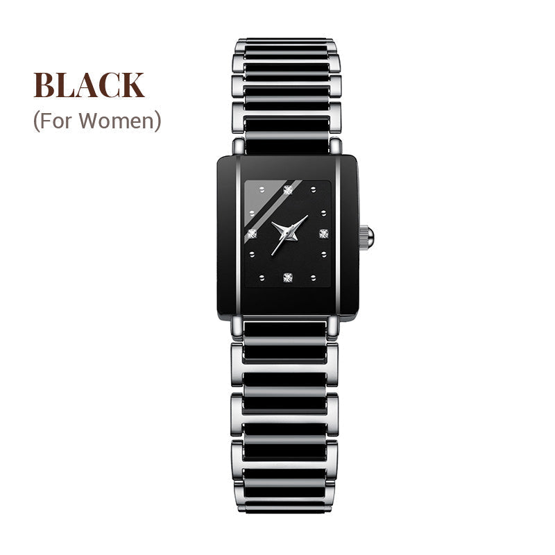 ⌚ Elegant klocka med keramiskt armband — vattentät till 3 ATM, kvarts, inklusive presentförpackning
