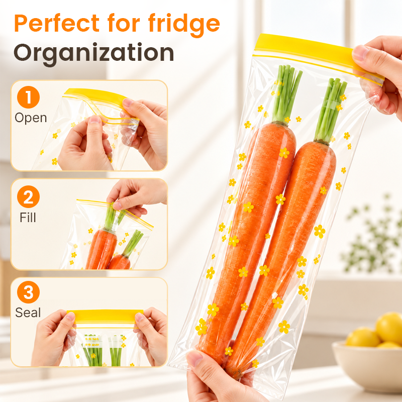🥬Pull-Out Sealable Food Storage Bags — Neat Fridge Organization, One Bag at a Time