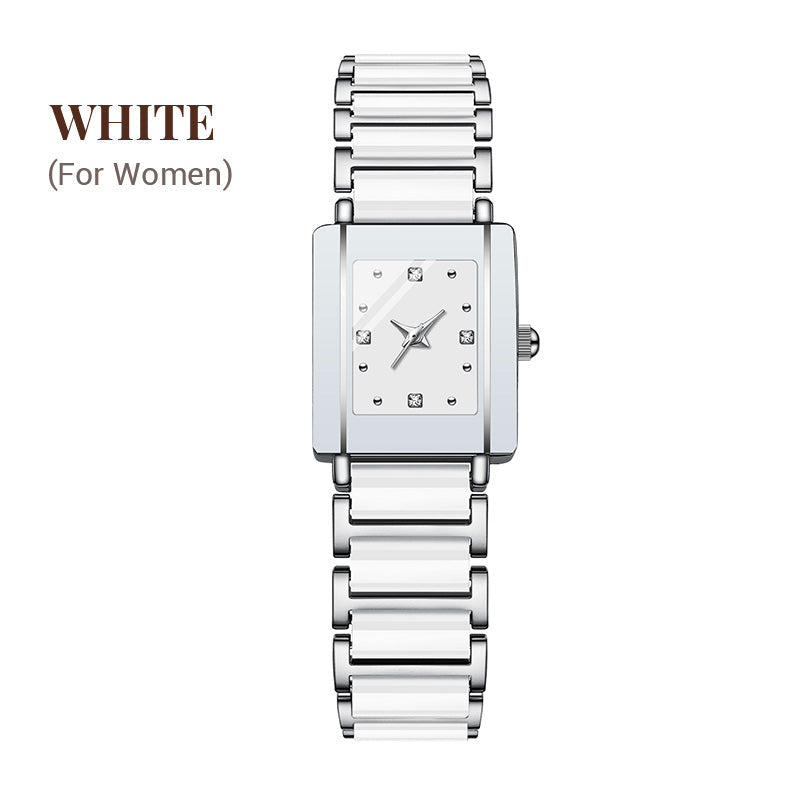 ⌚ Elegant klocka med keramiskt armband — vattentät till 3 ATM, kvarts, inklusive presentförpackning