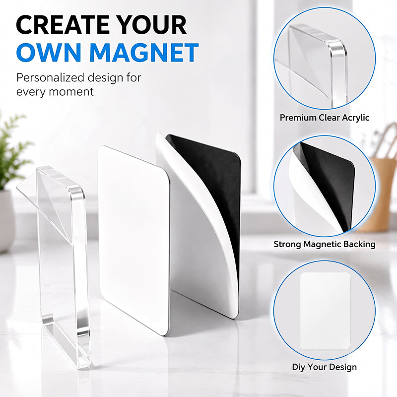 🧲 DIY-kit för kylskåpsmagneter i klar akryl: Skapa egna magneter med foton och konst! ✨
