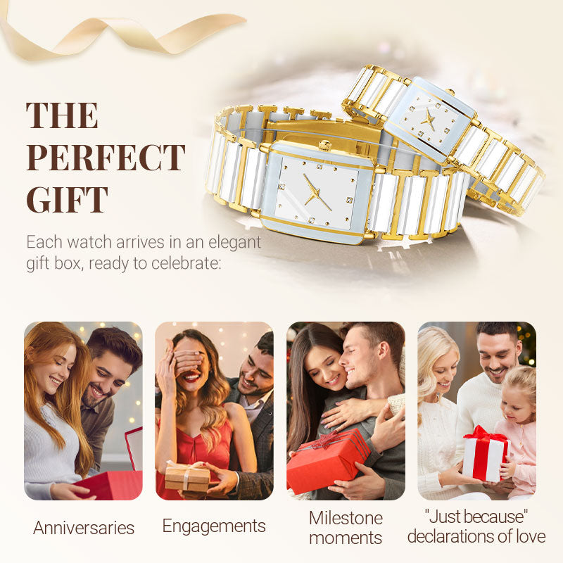 ⌚ Elegant klocka med keramiskt armband — vattentät till 3 ATM, kvarts, inklusive presentförpackning
