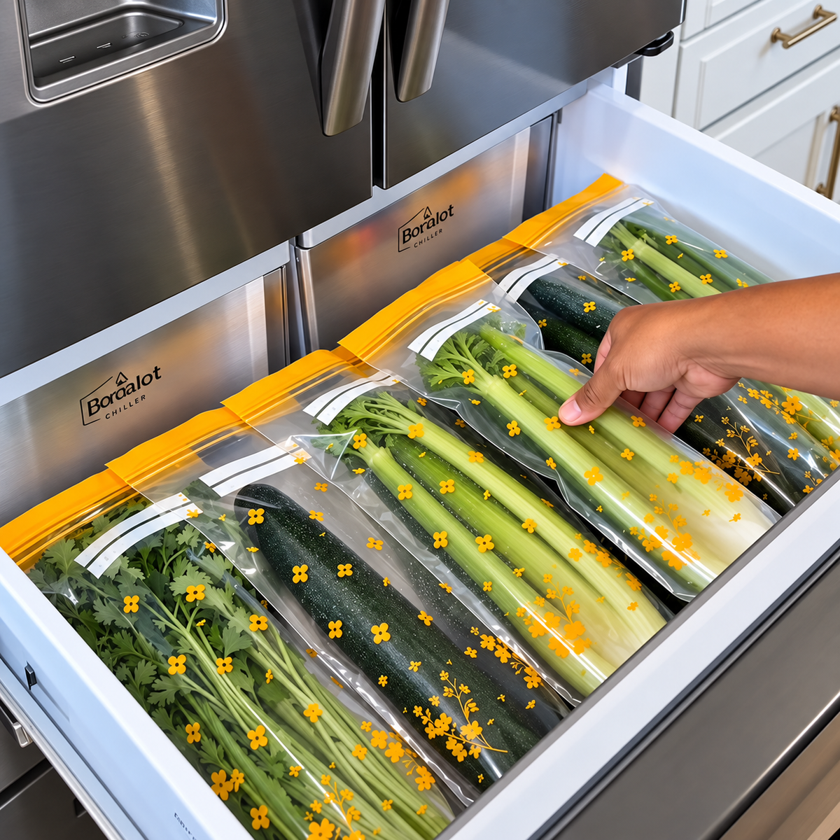🥬Pull-Out Sealable Food Storage Bags — Neat Fridge Organization, One Bag at a Time