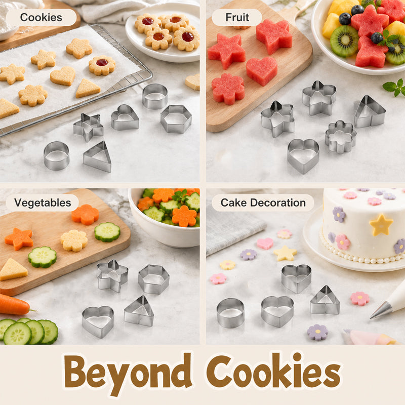 🍪⭐ Set med minikakformar — över 8 geometriska former med förvaringslåda