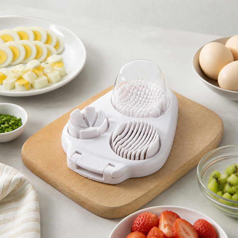 🥚 3-i-1 multifunktionell äggskärare: Precisionsskärare för ägg, frukt och jordgubbar! 🍓