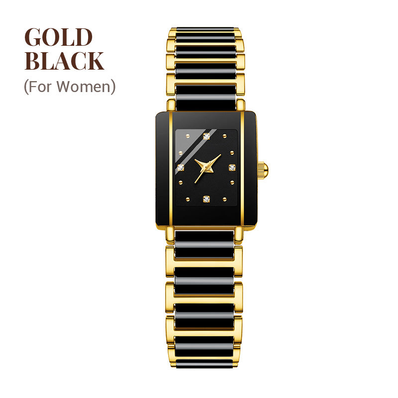 ⌚ Elegant klocka med keramiskt armband — vattentät till 3 ATM, kvarts, inklusive presentförpackning