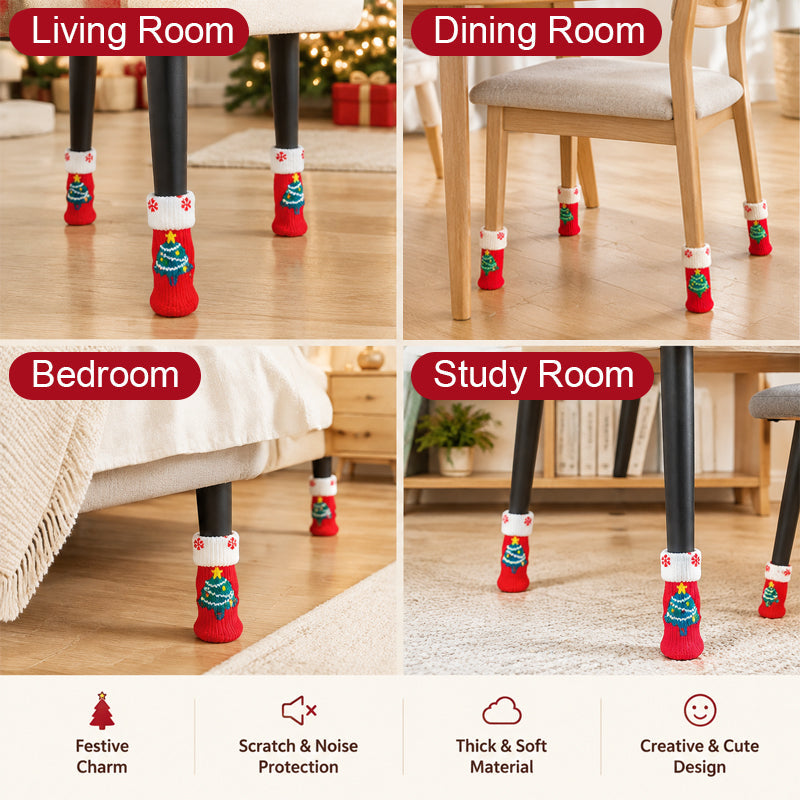 🎄Christmas Chair Leg Covers -- Stretch-to-Fit Holiday Furniture Dressing