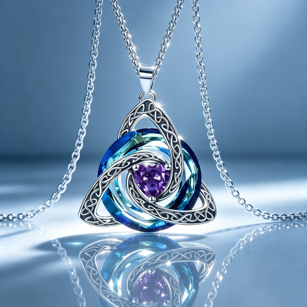 🍀 Halsband med födelsesten och keltisk treenighetsknut 💎