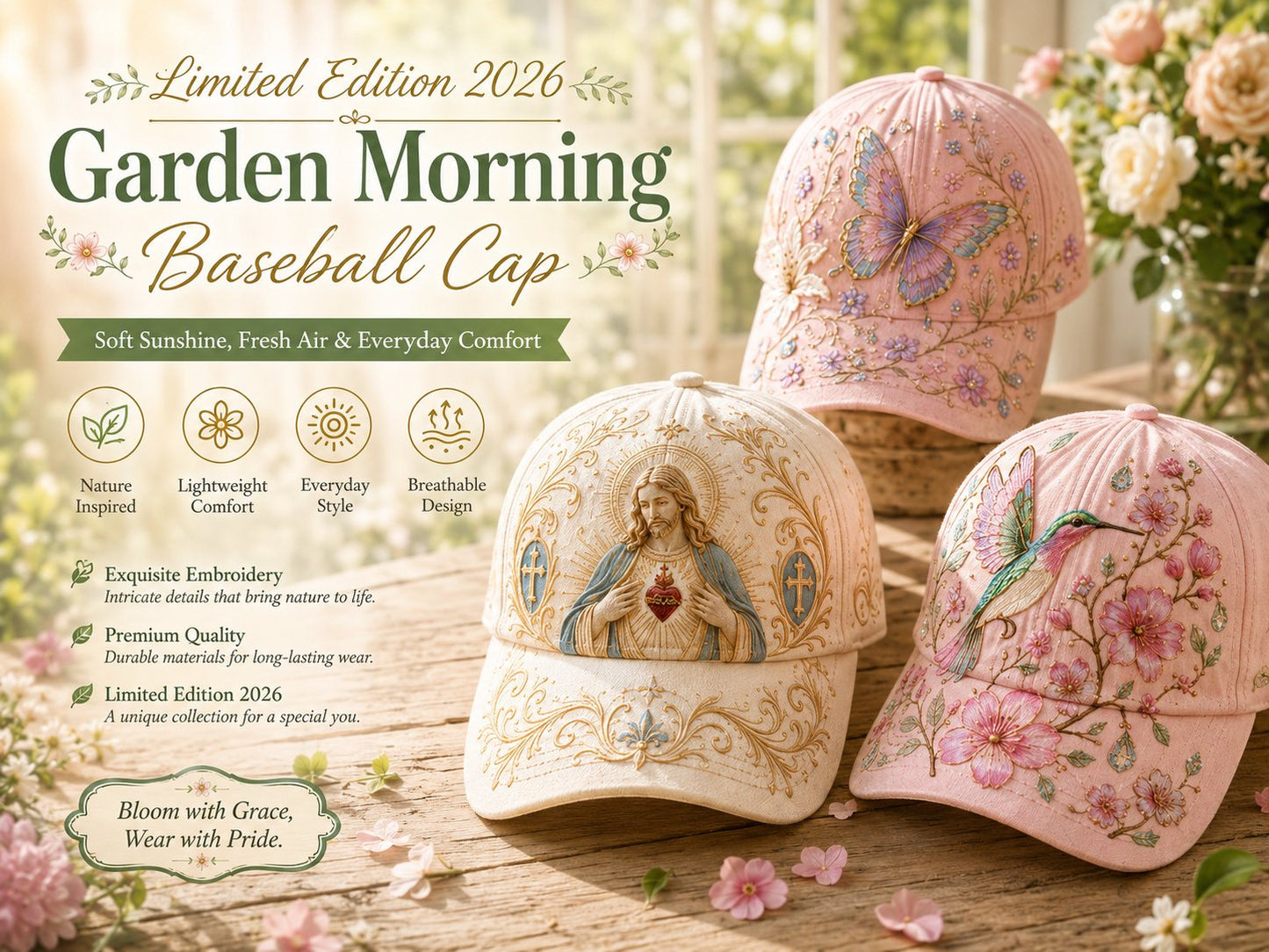 🌸🌿 Garden Morning-baseballkeps: Milt solsken och vardagsmys! ☀️🌱🧢