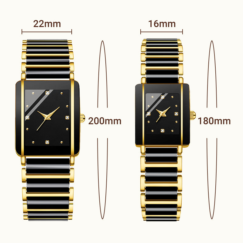 ⌚ Elegant klocka med keramiskt armband — vattentät till 3 ATM, kvarts, inklusive presentförpackning