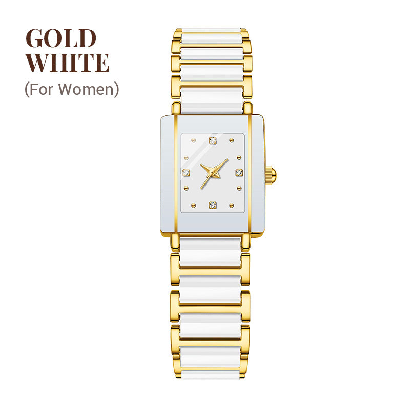 ⌚ Elegant klocka med keramiskt armband — vattentät till 3 ATM, kvarts, inklusive presentförpackning