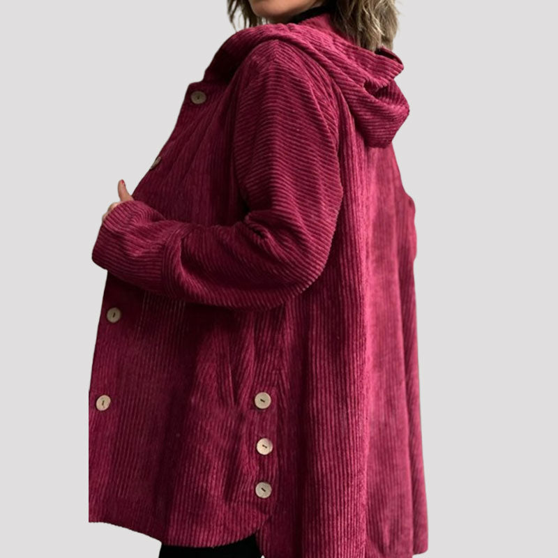 🍂 Casual jacka i sammet med huva för höste 🧥