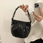 ⏳Tidsbegränsat erbjudande⏰ Plisserad läderväska – Mjukt material, justerbar axelrem och chic casual stil ✨