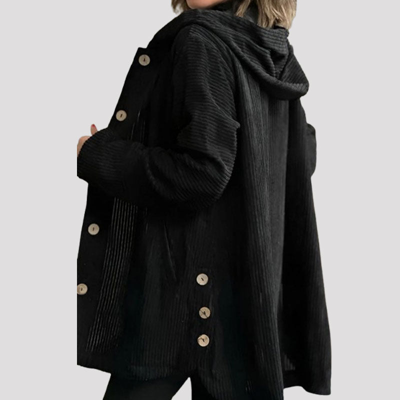 🍂 Casual jacka i sammet med huva för höste 🧥