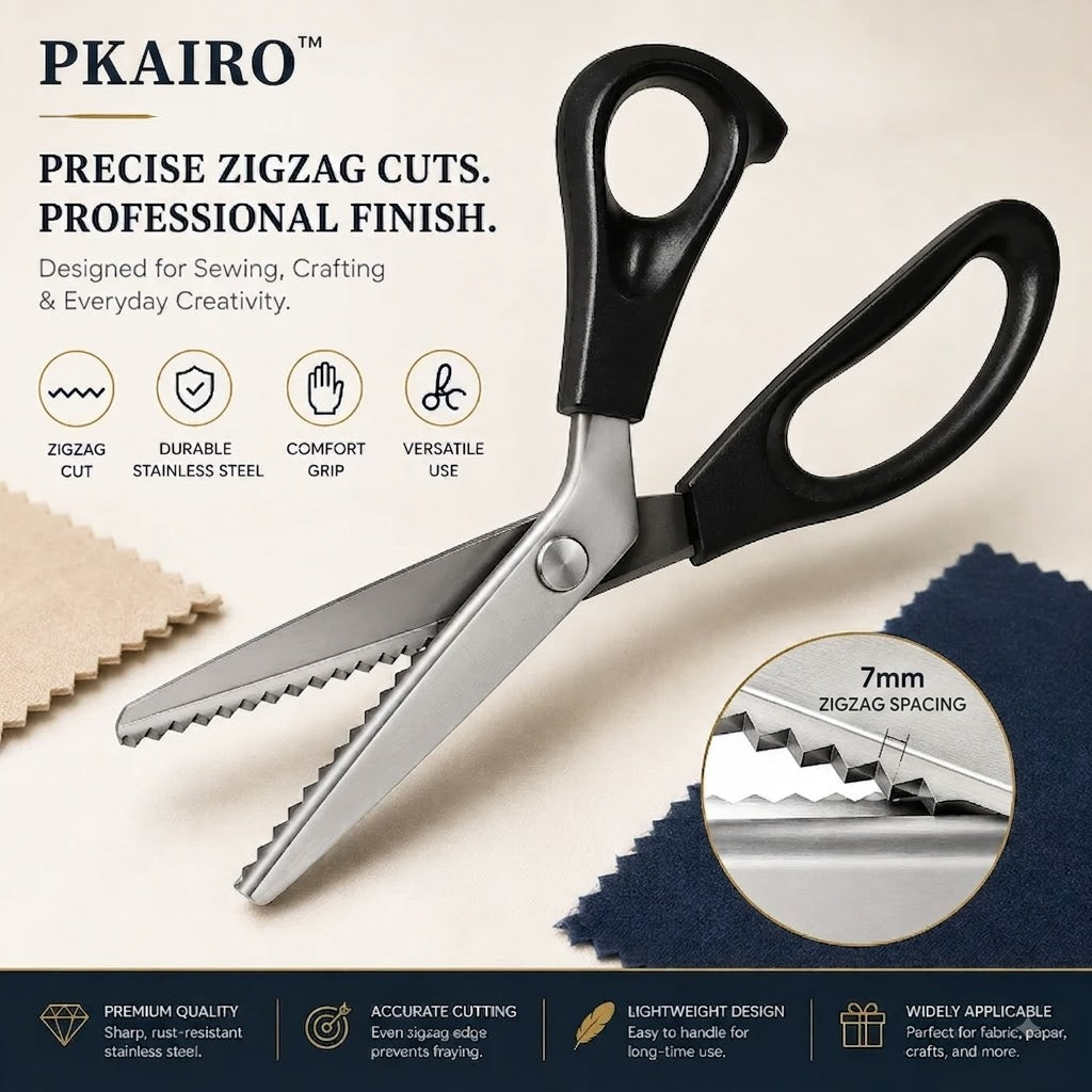 ✂️9,1" professionell tandad sax i rostfritt stål – ✨Skarp sicksackkant, sax som förhindrar att tyget fransar sig, för sömnad och hantverk