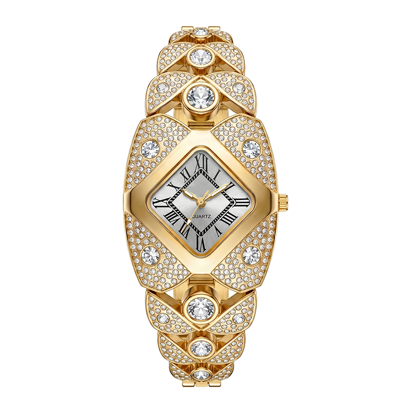 💎 Rhombus Sparkle-klocka — Geometrisk kvarts-klocka med strass