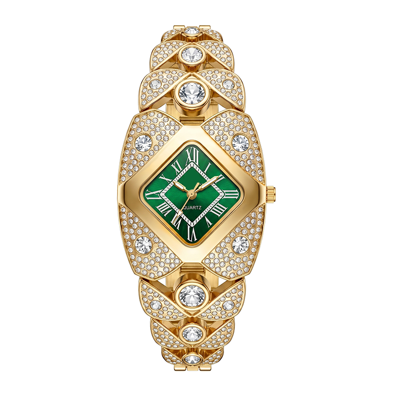 💎 Rhombus Sparkle-klocka — Geometrisk kvarts-klocka med strass