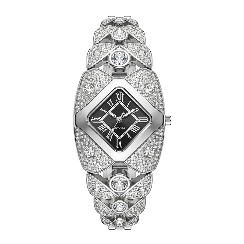 💎 Rhombus Sparkle-klocka — Geometrisk kvarts-klocka med strass
