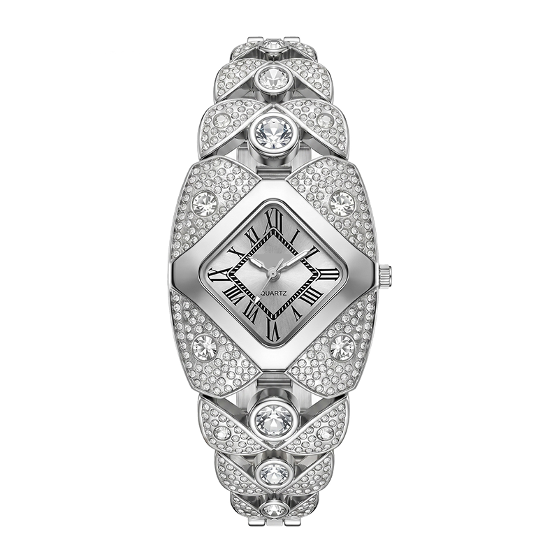 💎 Rhombus Sparkle-klocka — Geometrisk kvarts-klocka med strass