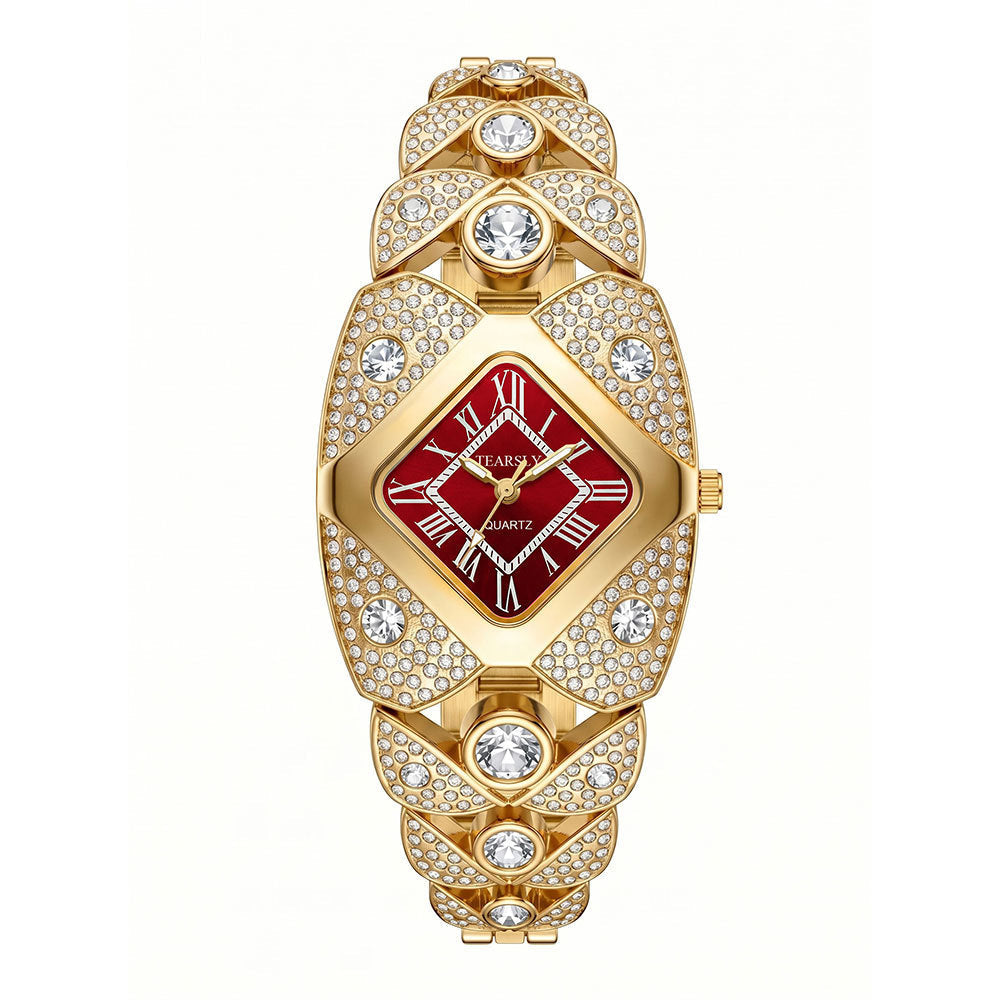 💎 Rhombus Sparkle-klocka — Geometrisk kvarts-klocka med strass