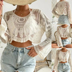 🌺 Transparent t-shirt med blommig broderi för dam 🌊